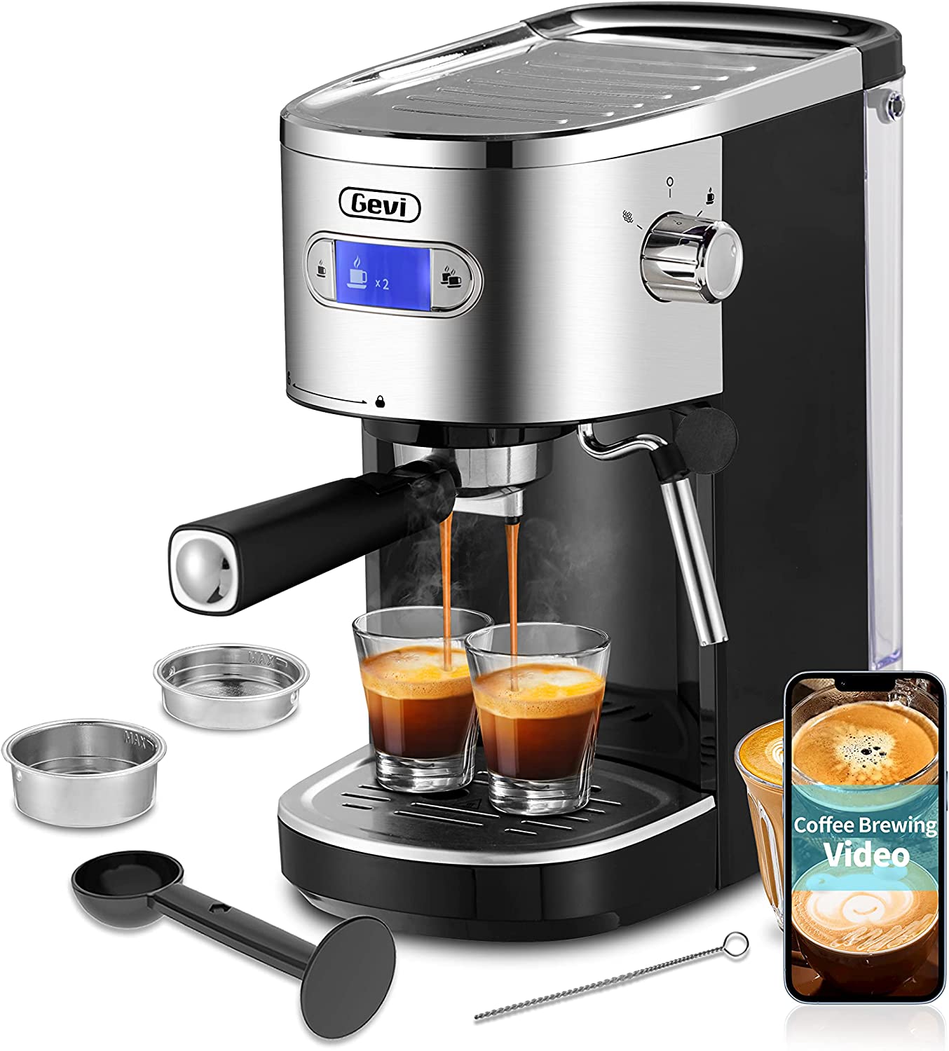 Gevi Espresso Machine 15 Bar with Milk Frother Wand – GEVI