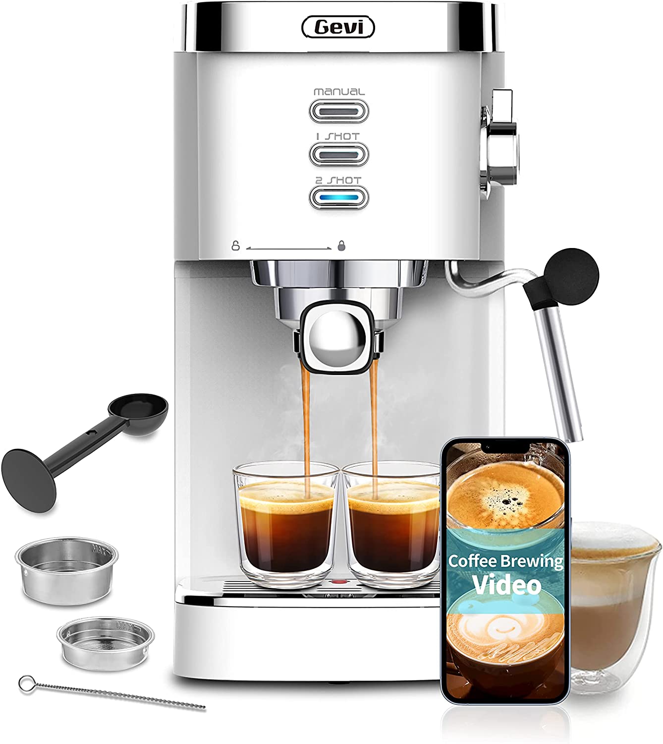 Gevi Espresso Machine 20 Bar Automatic Coffee Maker with Milk Frother Wand,  40.58 oz, New Condition