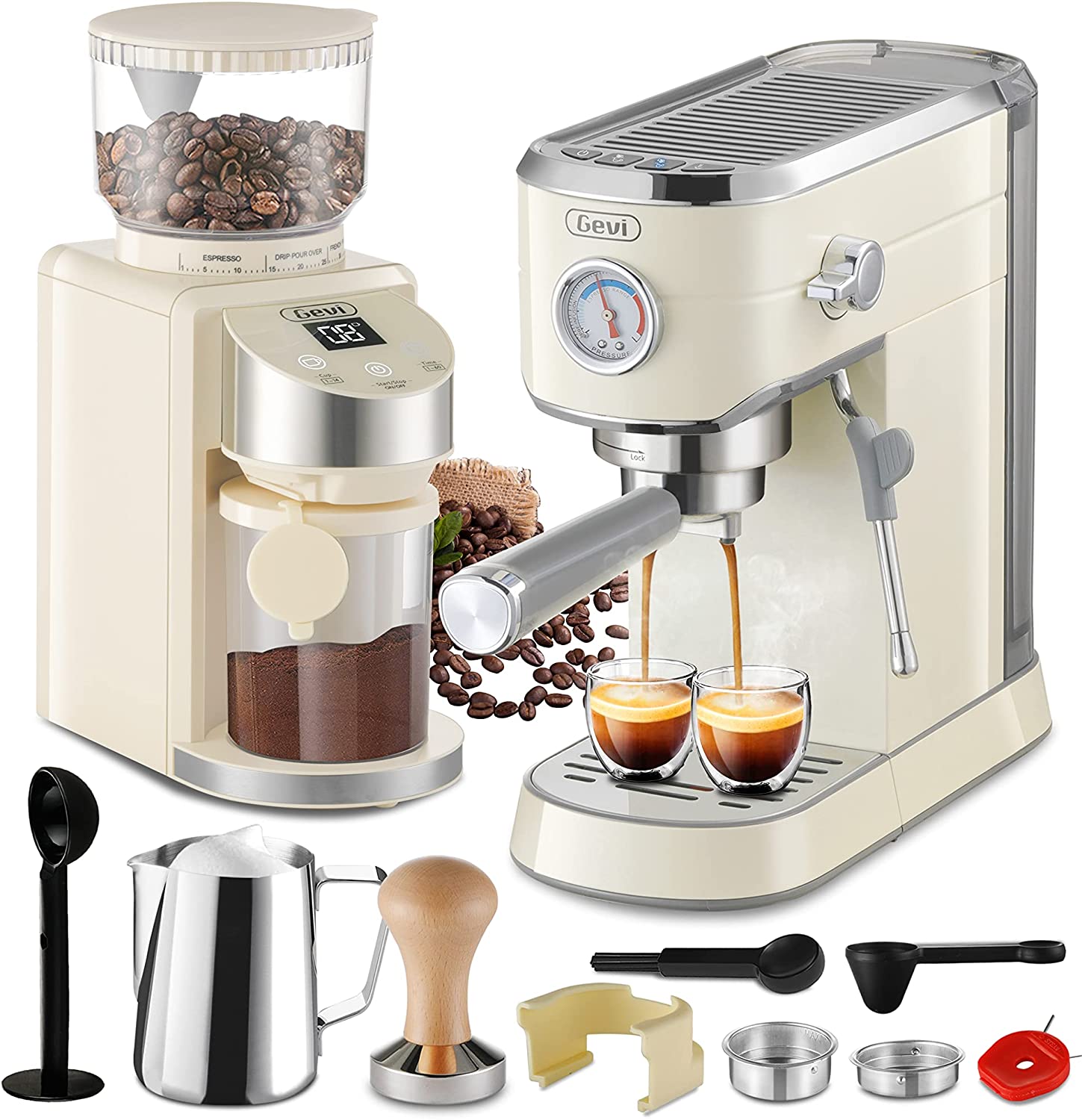 Gevi 20 Bar Espresso Machine with Burr Coffee Grinder Set – GEVI