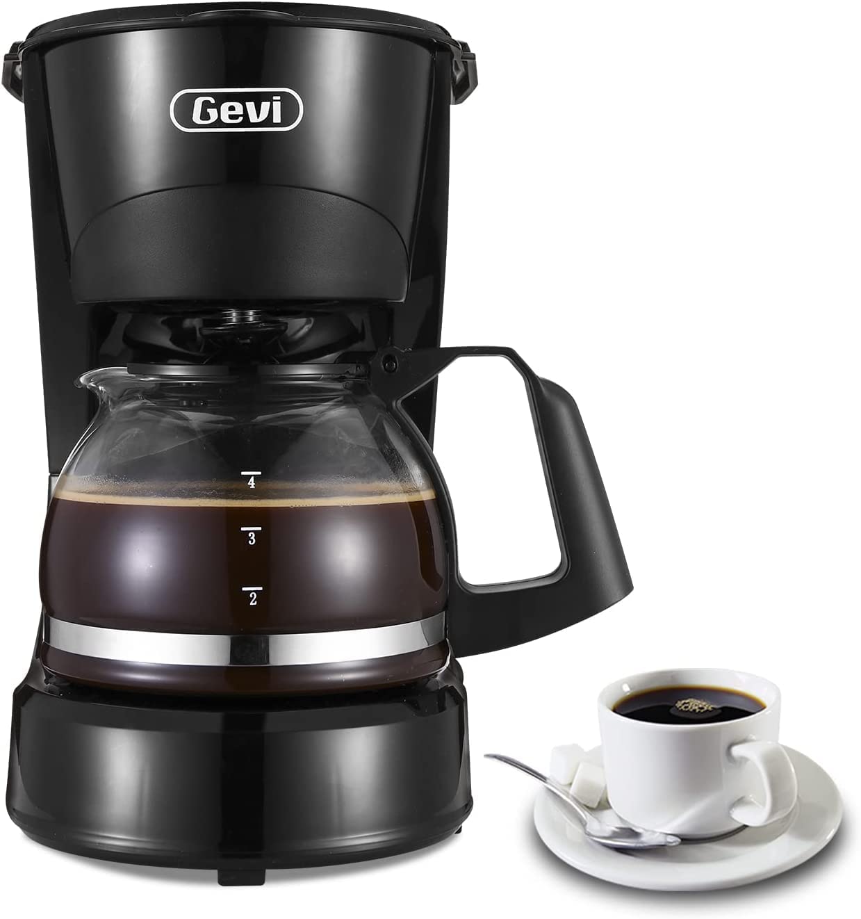 Gevi 4-Cup Coffee Maker with Auto-Shut Off, Small Drip Coffeemaker Compact  Coffee Pot Brewer Machine with Cone Filter, Glass Carafe and Hot Plate