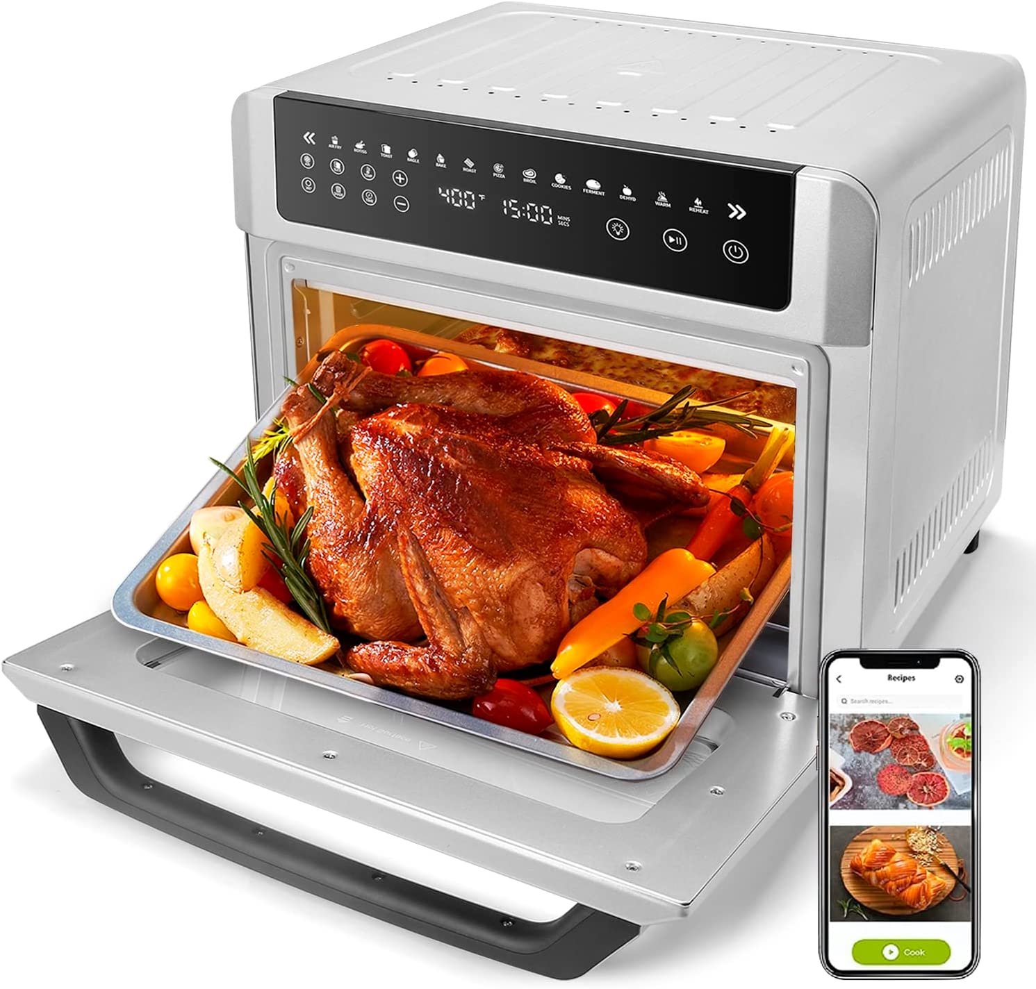 Gevi Air Fryer Toaster Oven Combo, Silver