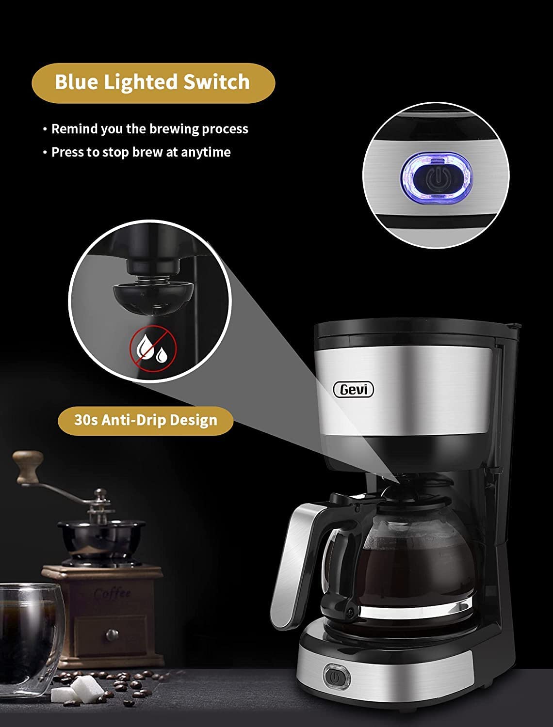Black Simple Brew 4-Cup Switch Coffee Maker