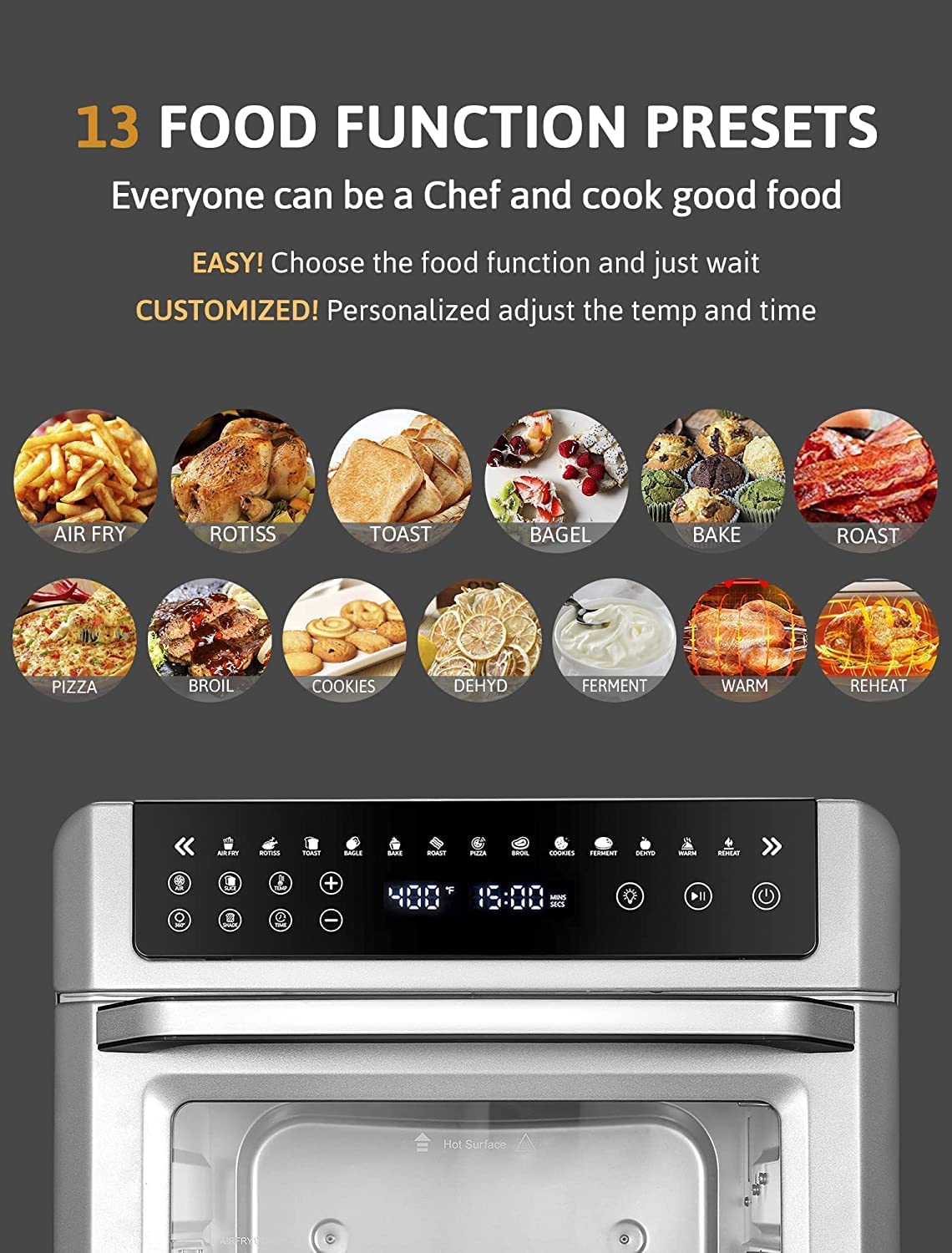 Gevi Air Fryer Toaster Oven Combo Large Digital LED Screen Convection –  Jbshomedecor