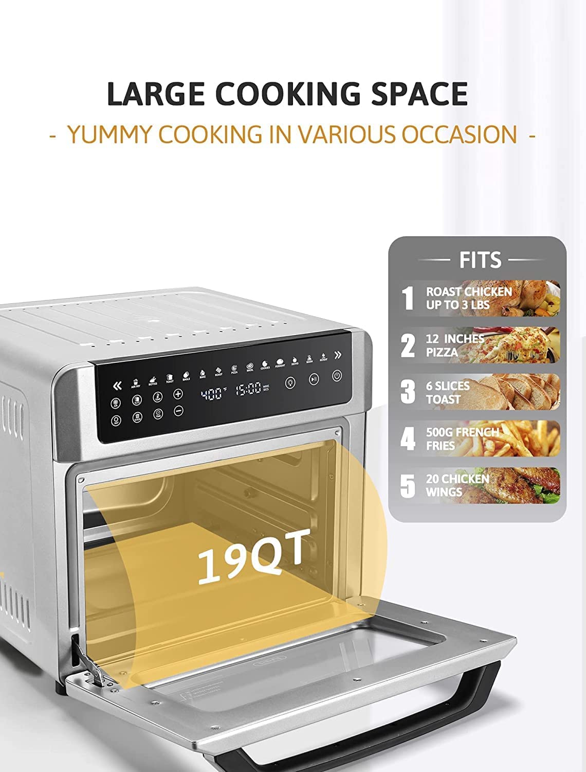 Gevi Air Fryer Toaster Oven Combo, Large Digital LED Screen Convection Oven  with Rotisserie and Dehydrator, Extra Large Capacity Countertop Oven with  Online Recipes