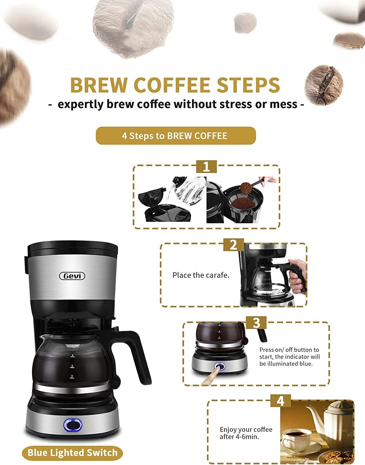 Gevi 5-Cup Coffee Maker – GEVI