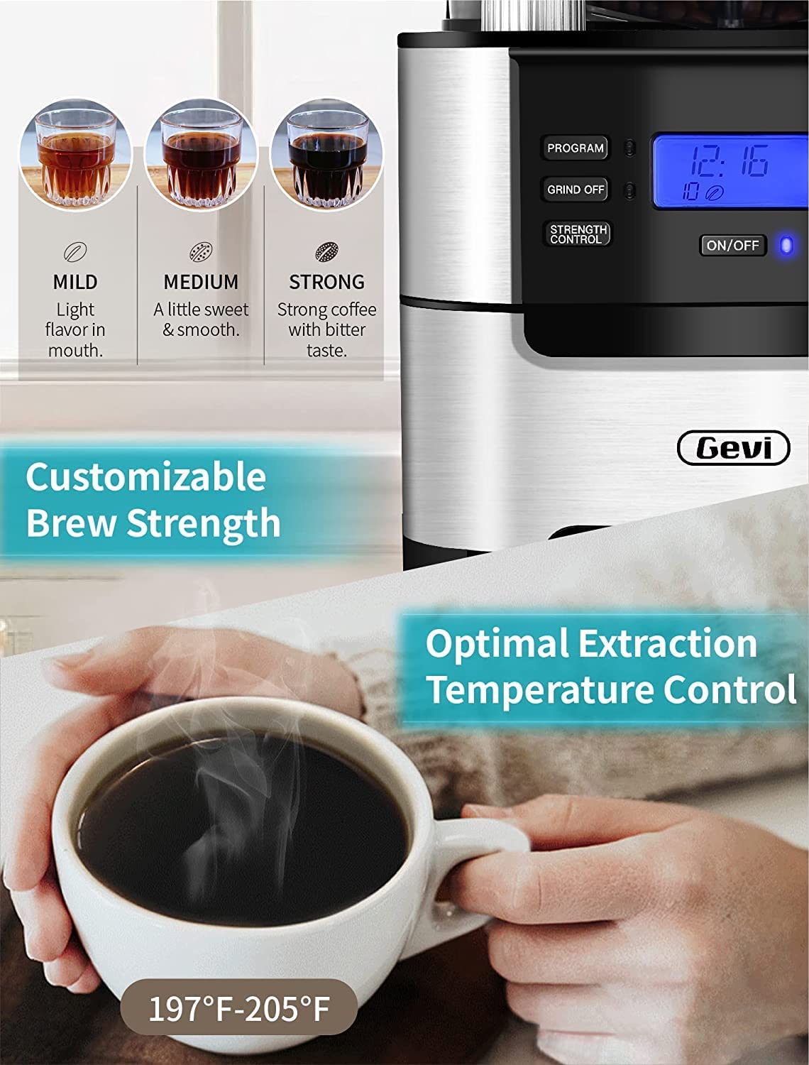 1.5L Drip Coffee Machine 12 Cup Coffee Maker With Timer Automatic  Extraction