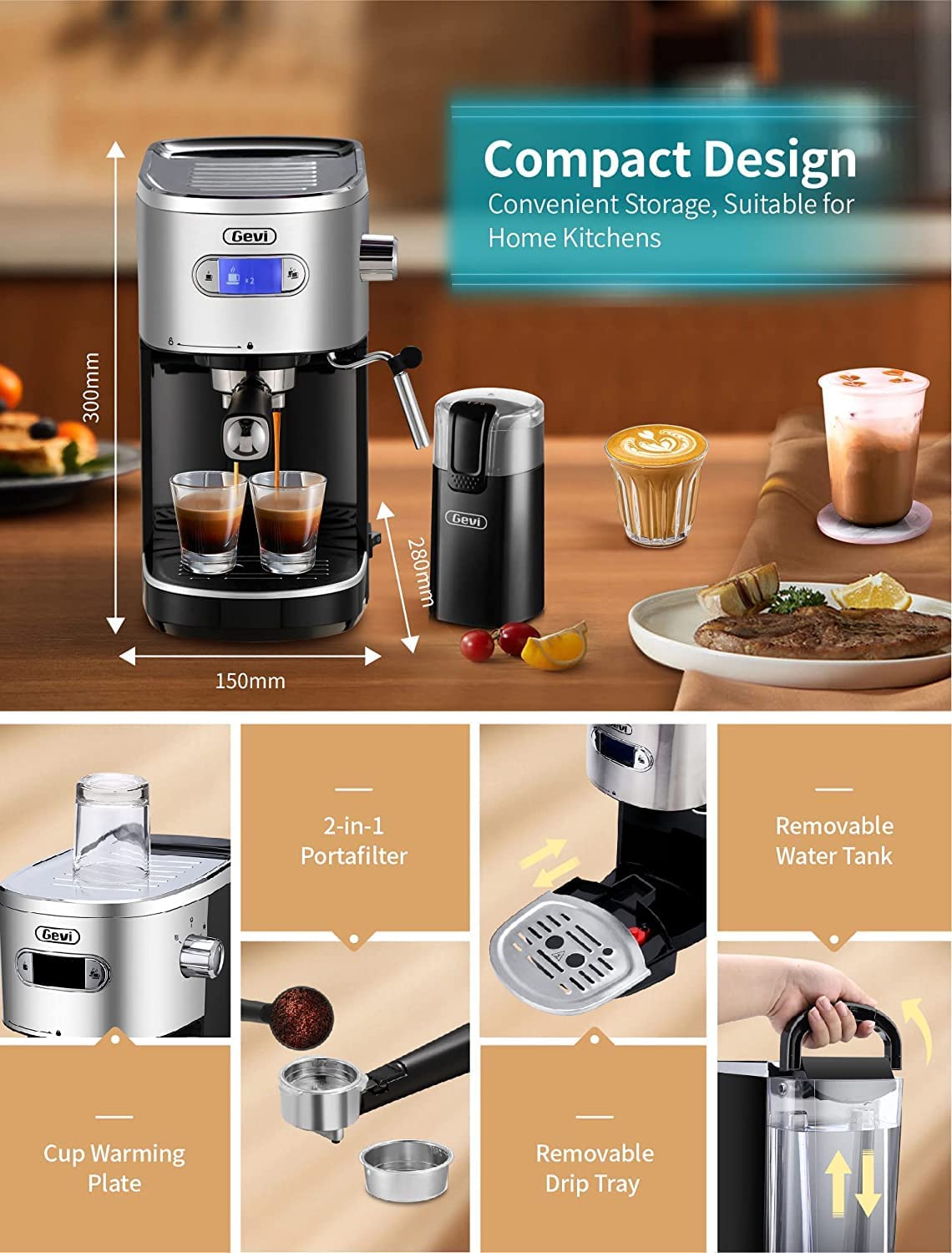 Gevi 4 Cups Small Coffee Maker, Compact Coffee Machine with