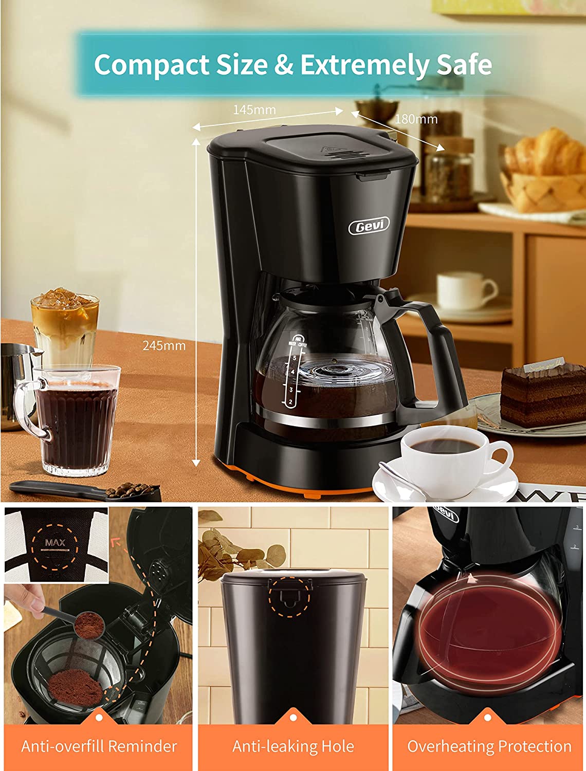 Gevi 4 Cups Small Coffee Maker, Compact Coffee Machine with Reusable  Filter, Warming Plate and Coffee Pot for Home and Office - Yahoo Shopping