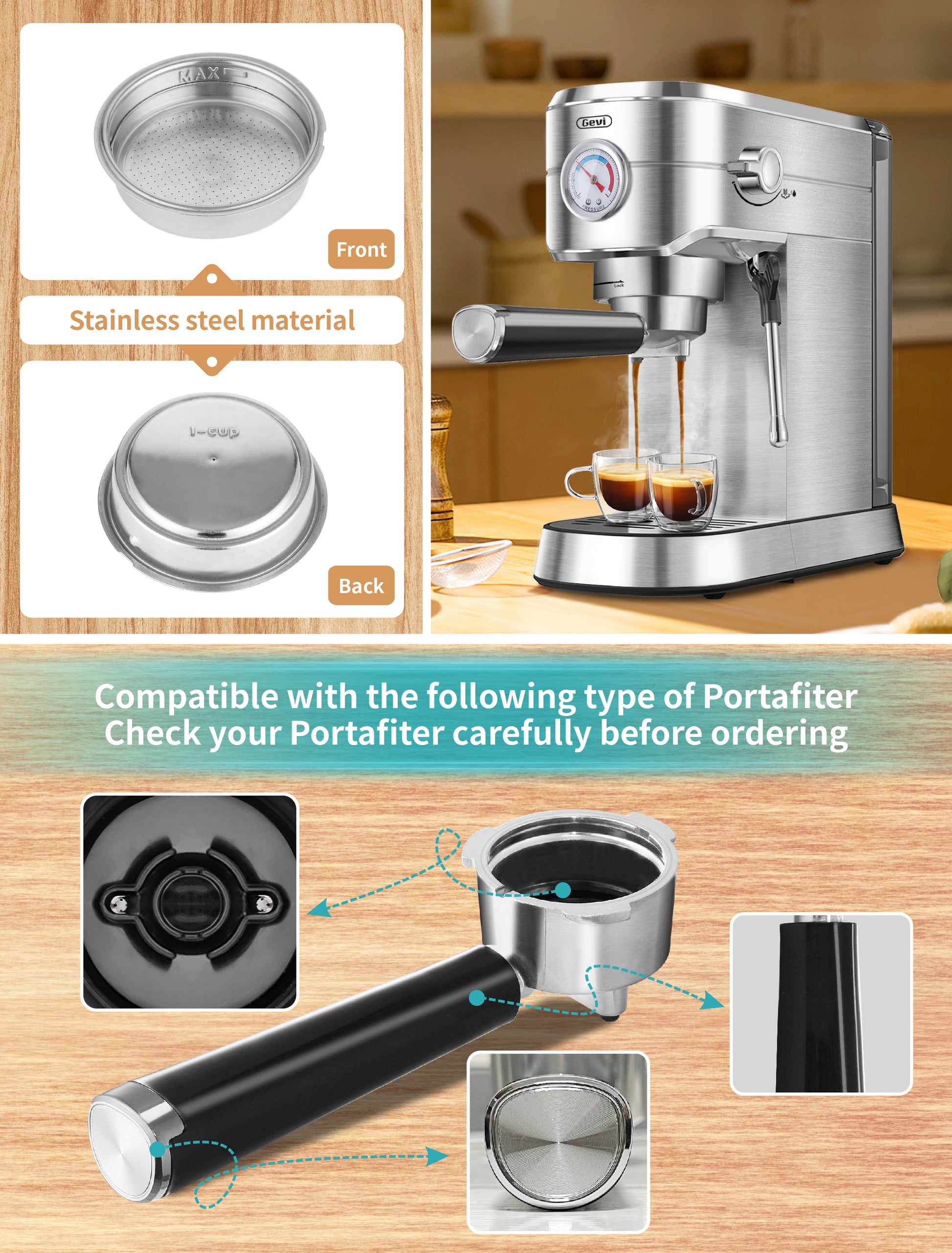 1-Cup Filter for Espresso Machine GECMD627BK-U, GECME022-U,GECME400BA-U