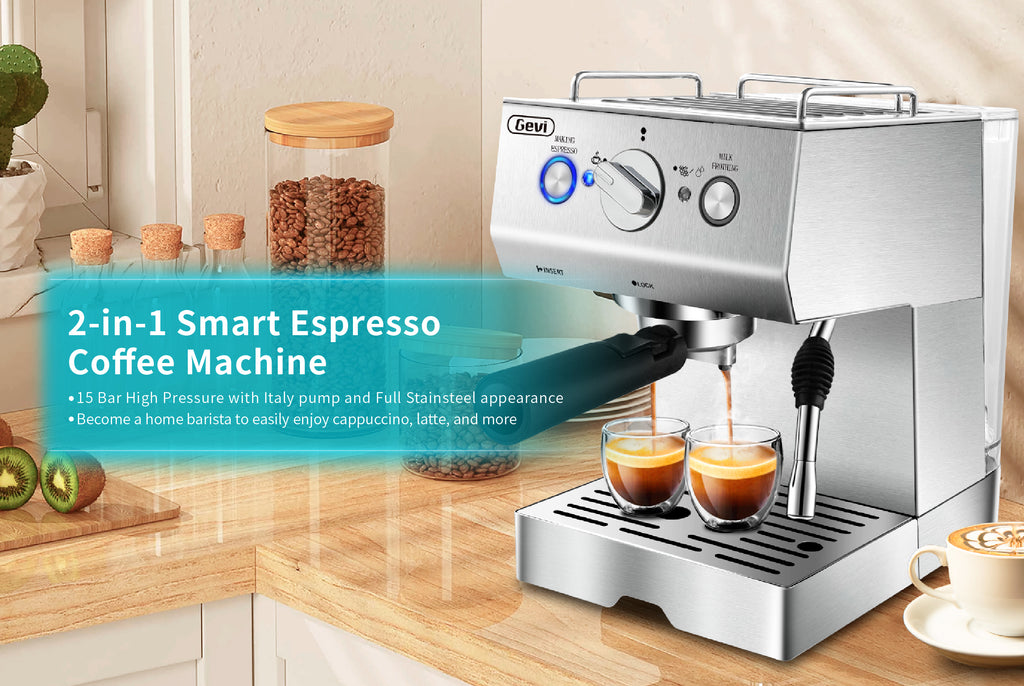 Gevi Espresso Maker 15 Bar with Milk Frother – GEVI