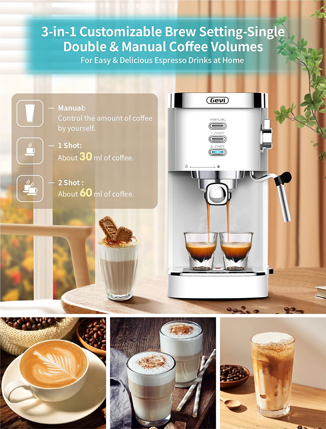 Gevi Espresso and Cappuccino Maker with Milk Frother – GEVI