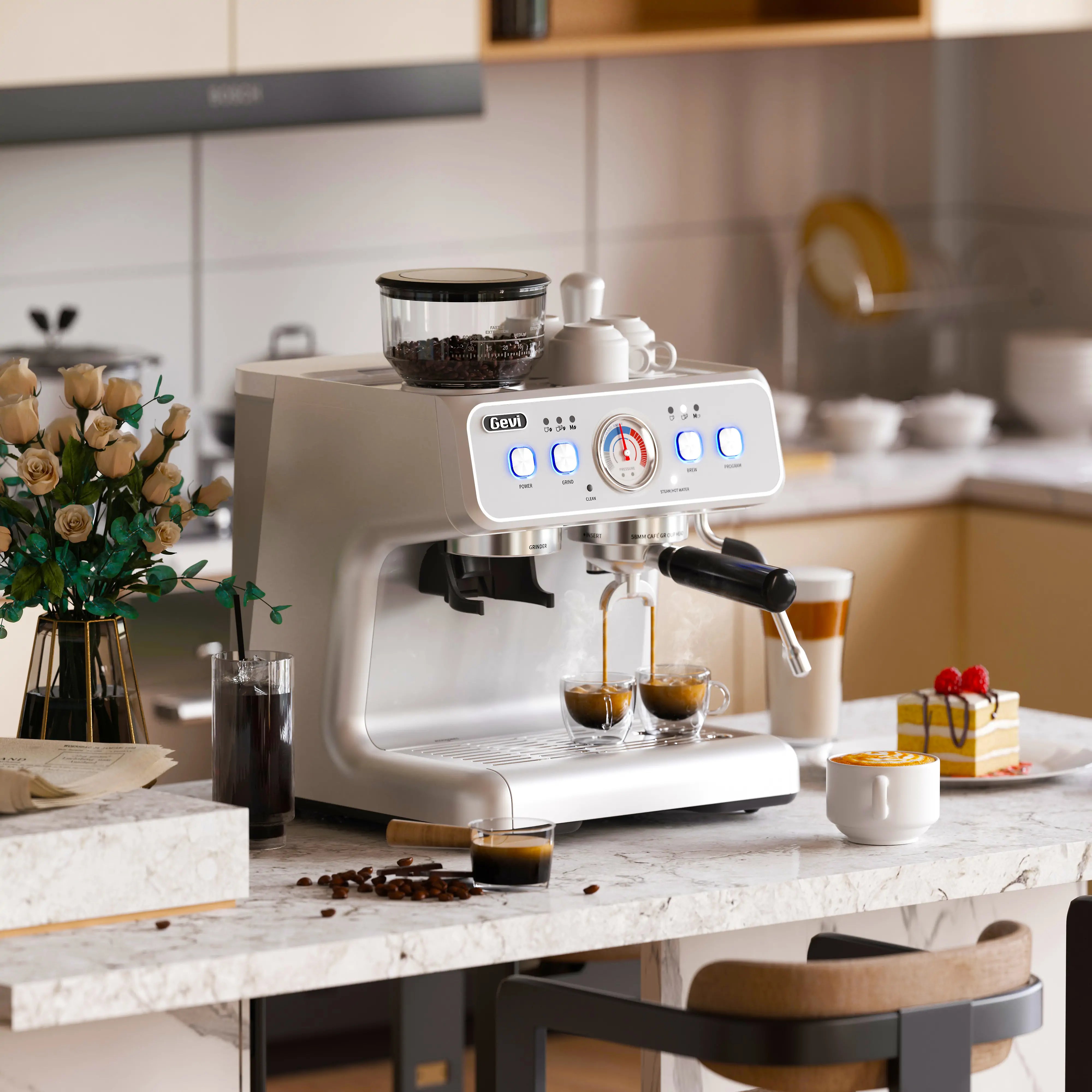 Gevi Espresso Machine with Fast Heating and Milk Frother