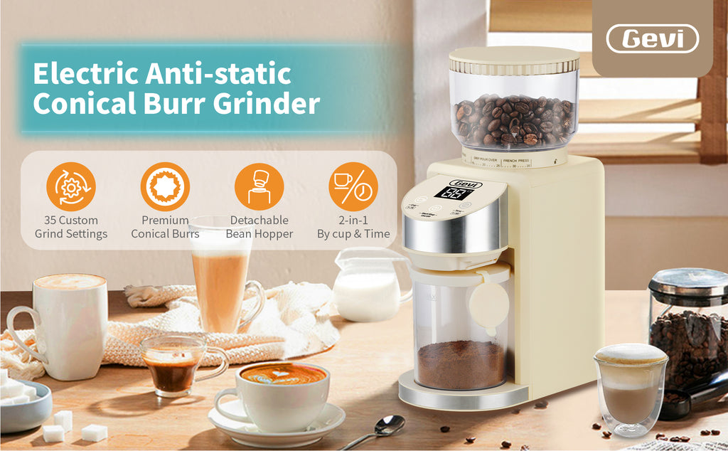 Gevi Electric Coffee Grinder, Adjustable Burr Mill with 35 Precise Grind  Settings, Black, New 