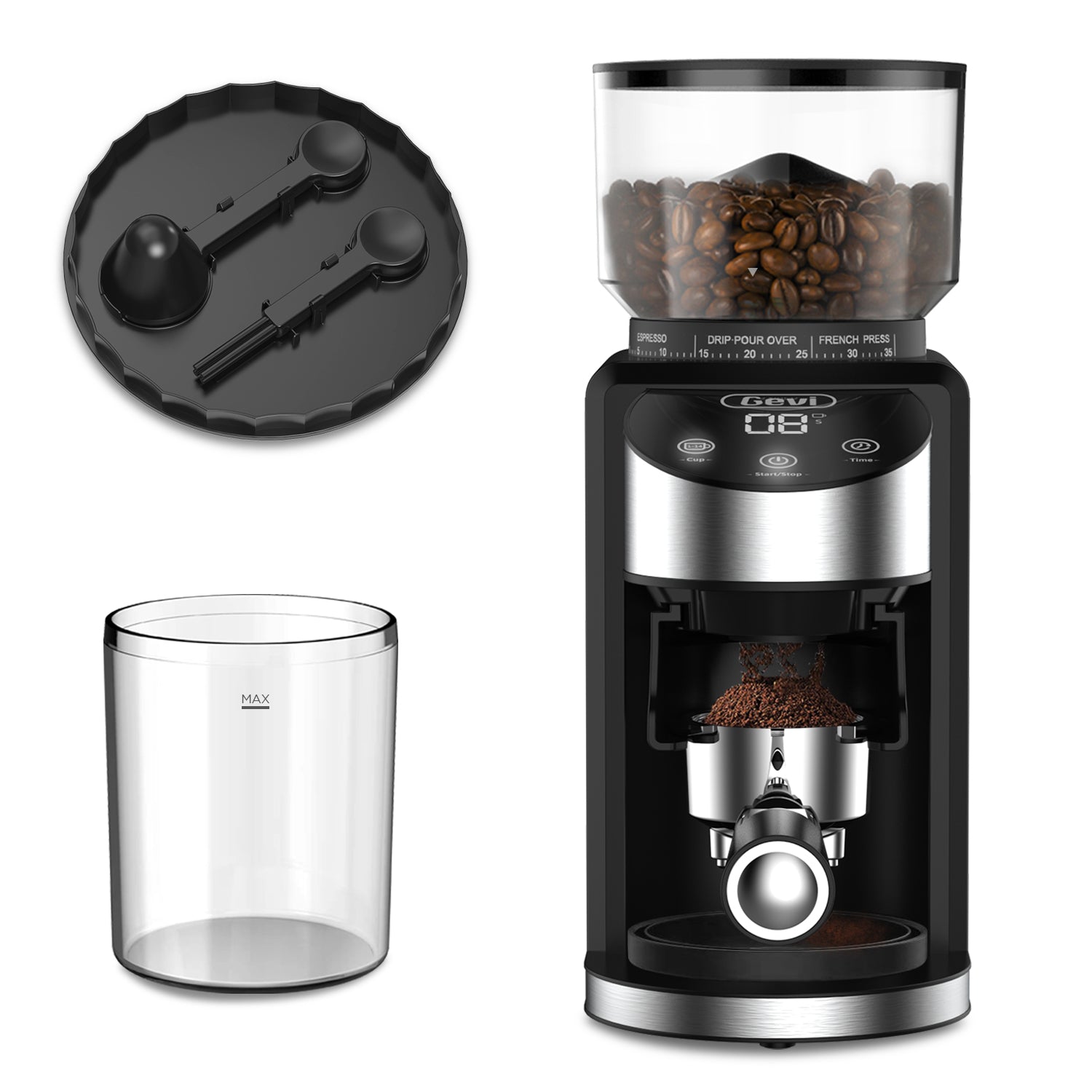 Sboly Electric Burr Coffee Grinder with 18 Grind Settings, Adjustable Burr Mill Coffee Bean Grinder for Espresso, Drip Coffee, French Press and