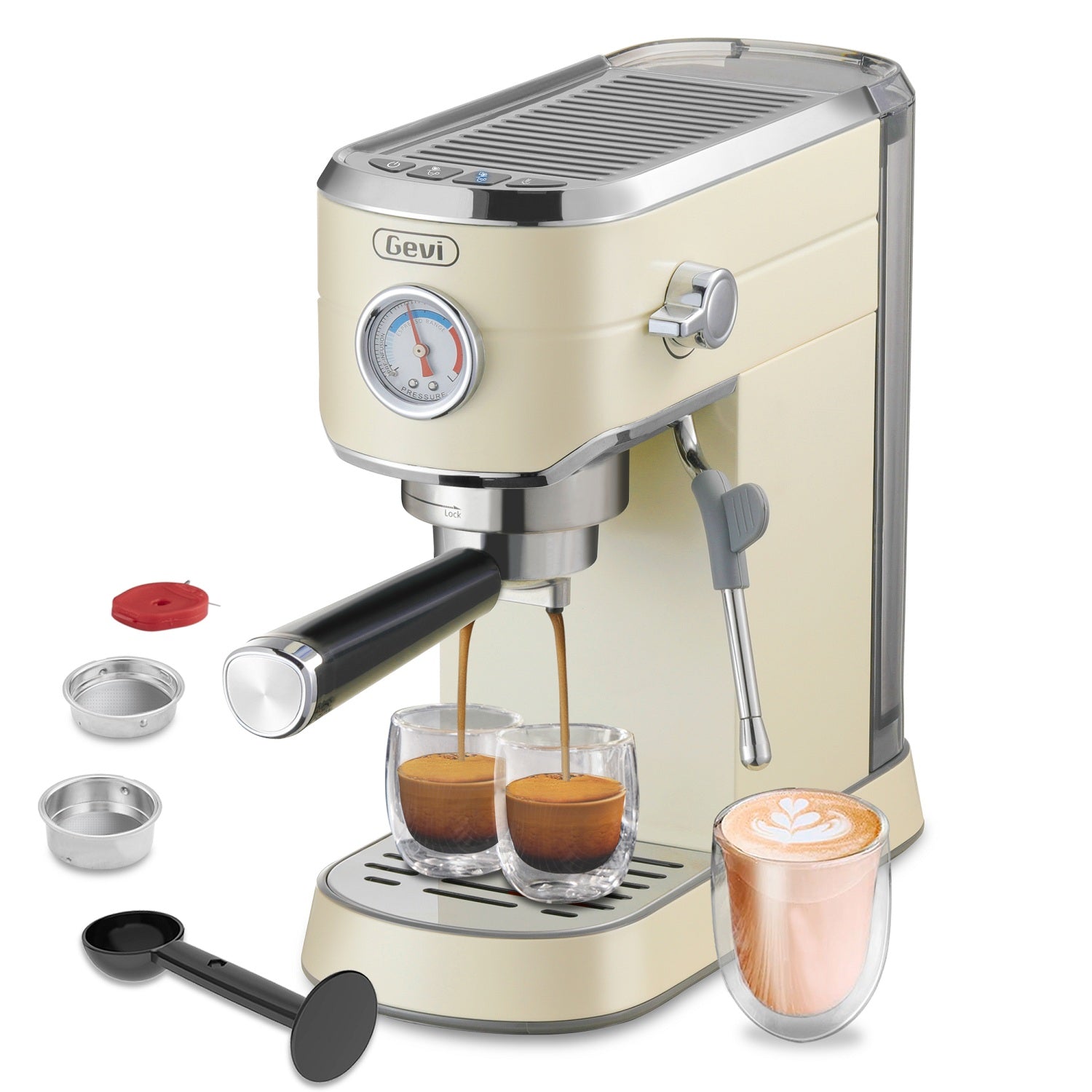 Gevi Espresso Machines 20 Bar Fast Heating Automatic Coffee Machine with Milk Frother Steam Wand