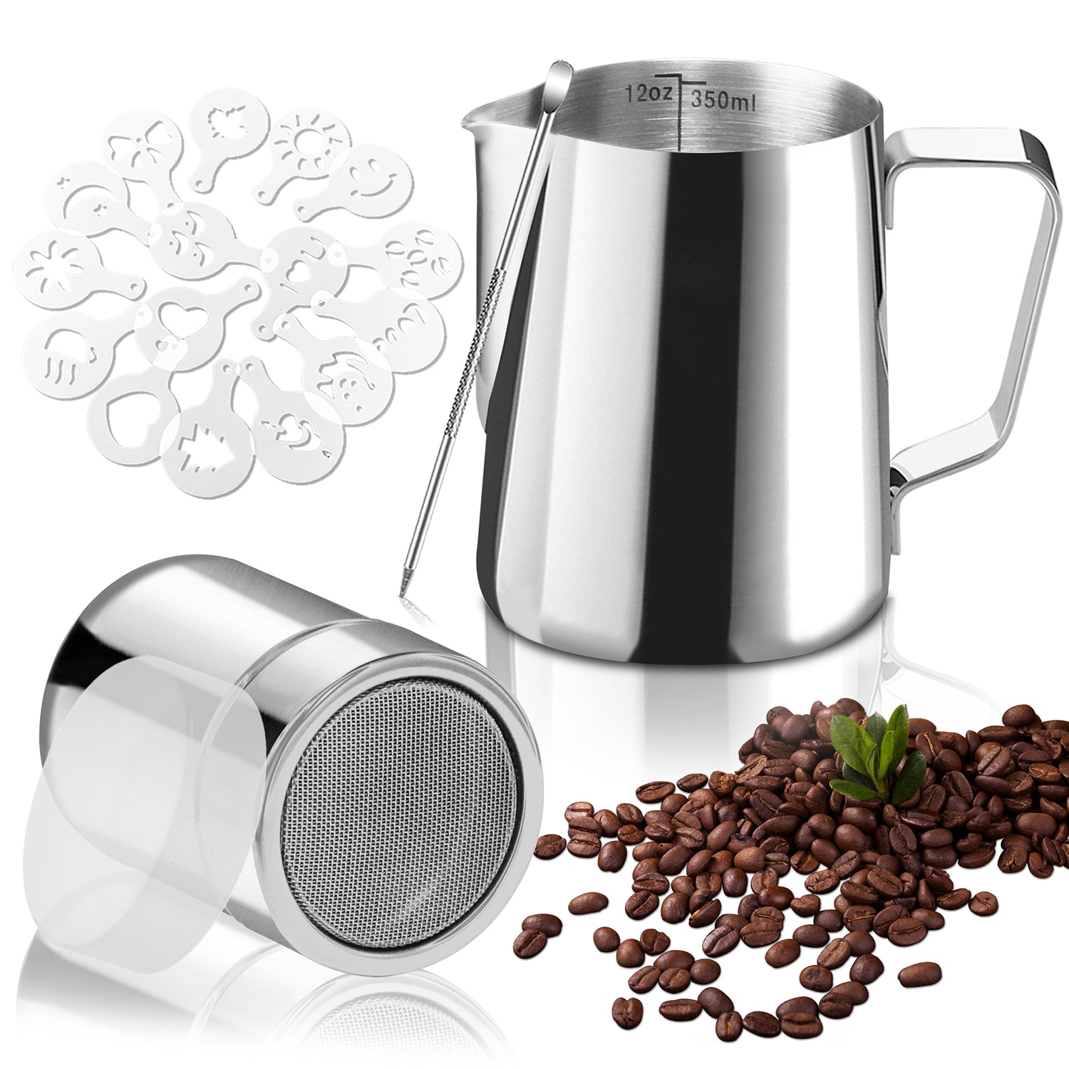 Stainless Steel Milk Frothing Pitcher - Milk Steamer Cup Jug Creamer Accessories Suitable for Barista, Espresso Machines, Cappuccino Coffee, Milk