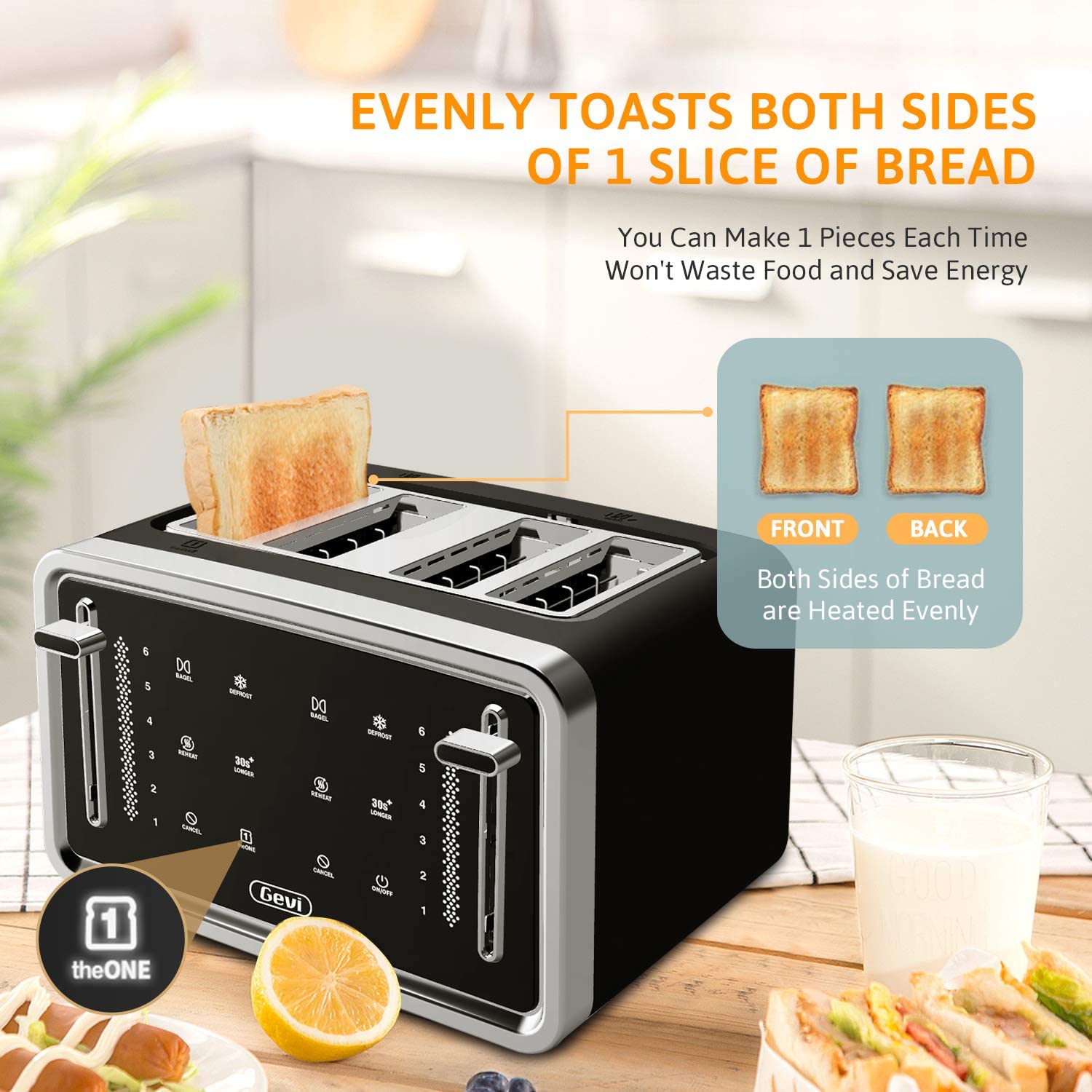 Bread Toaster 2 Slice w/LED Display & 6 Browning Setting - Full Touch  Screen Toaster Oven - Stainless Steel Toaster Touchscreen - Fast Digital  Toaster