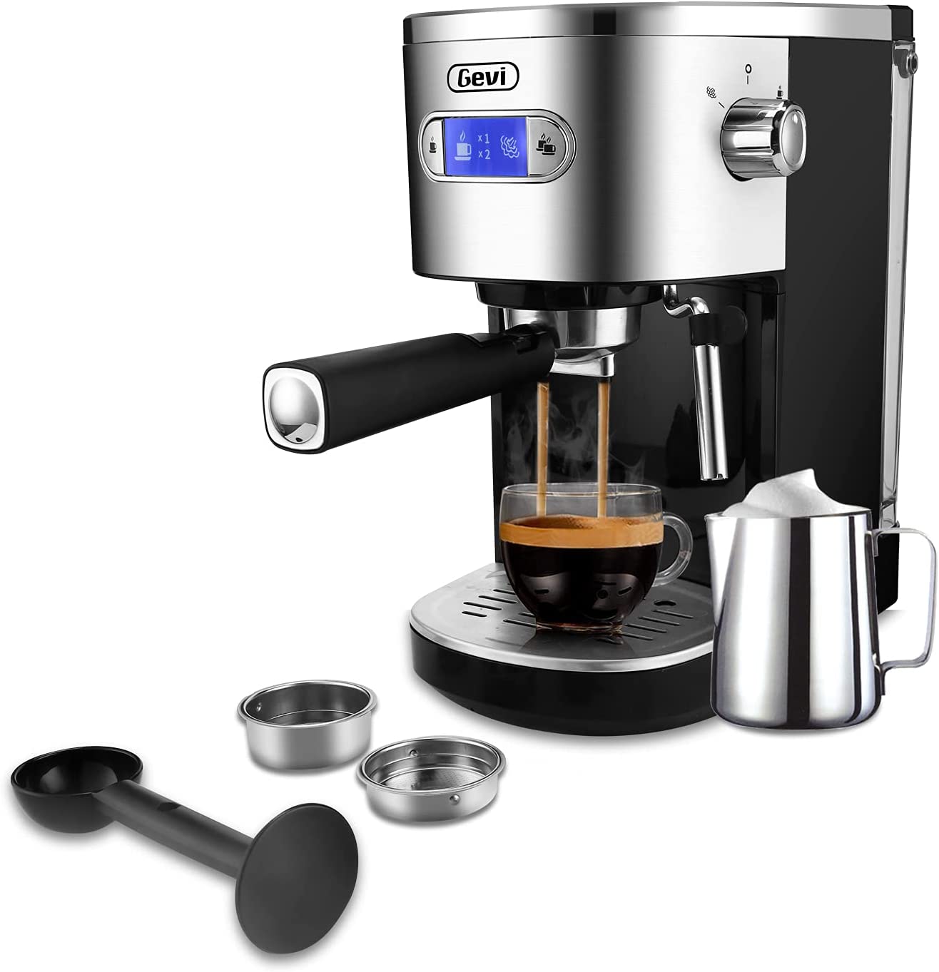 Gevi Espresso and Cappuccino Maker with Milk Frother
