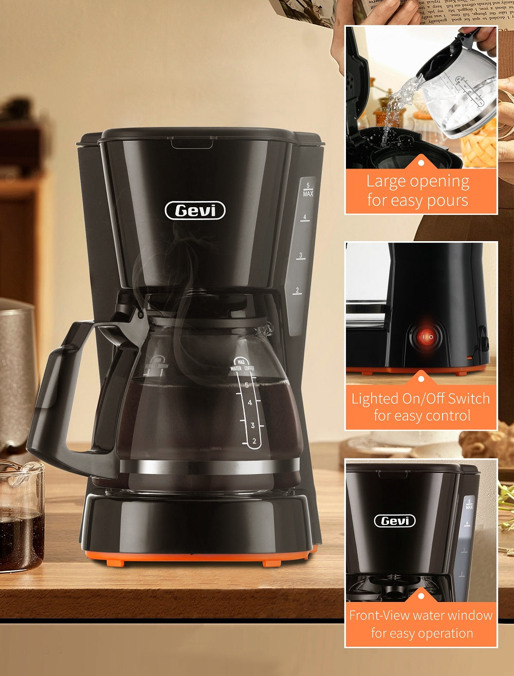 Gevi 4 Cups Small Coffee Maker, Compact Coffee Machine with Reusable  Filter, Warming Plate and Coffee Pot for Home and Office