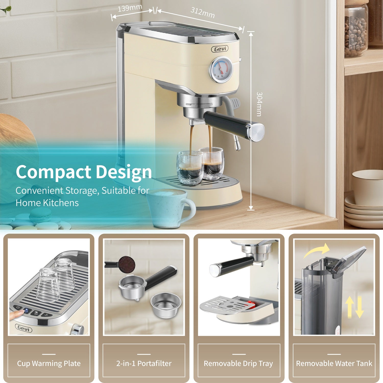 Gevi Espresso and Cappuccino Maker with Milk Frother – GEVI