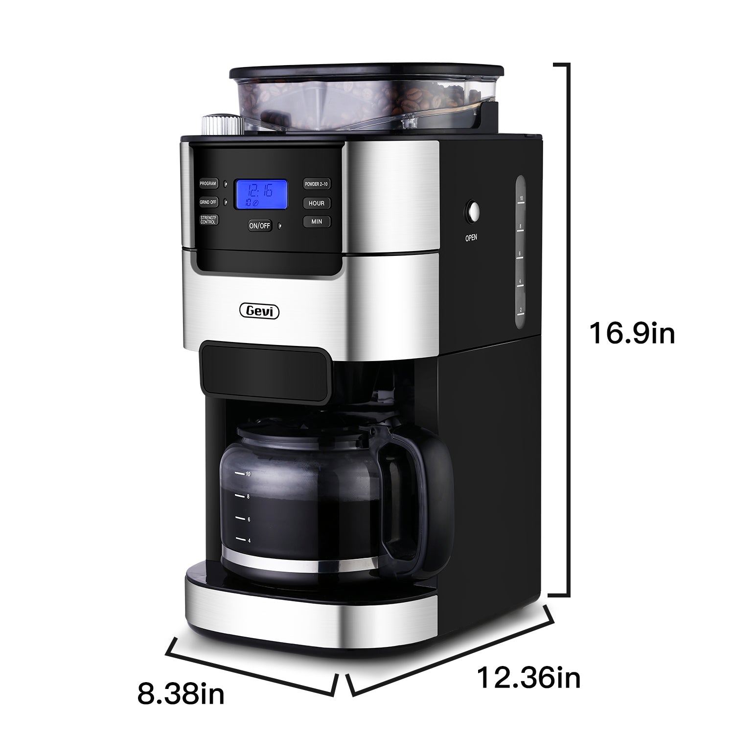 Gevi 10-Cup Grind and Brew Coffee Machine with Burr Grinder
