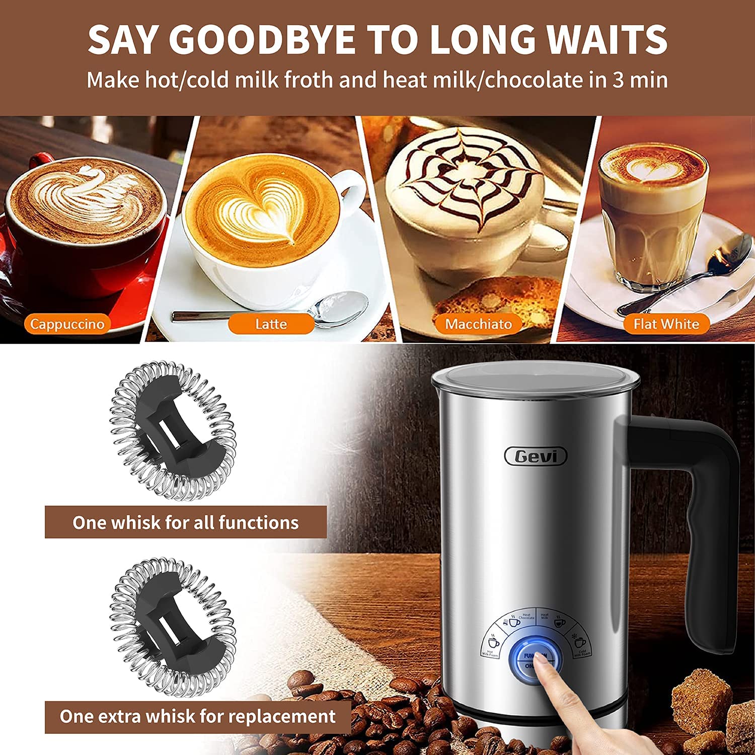 Electric Full Automatic Instant Milk Frother Milk Frother, 240ml, Hot Cold  Milk Foamer Steamer Capacity Large for Latte Cappuccinos Macchiato(US